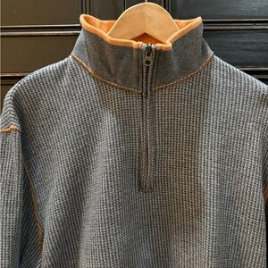 Robert Graham Gray and Orange Zip-Up Sweater